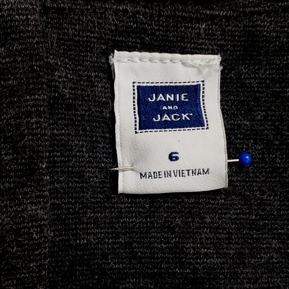 Janie And Jack Charcoal Gray with Black Dots Dress Sleeveless Jumper Bow - Picture 4 of 5